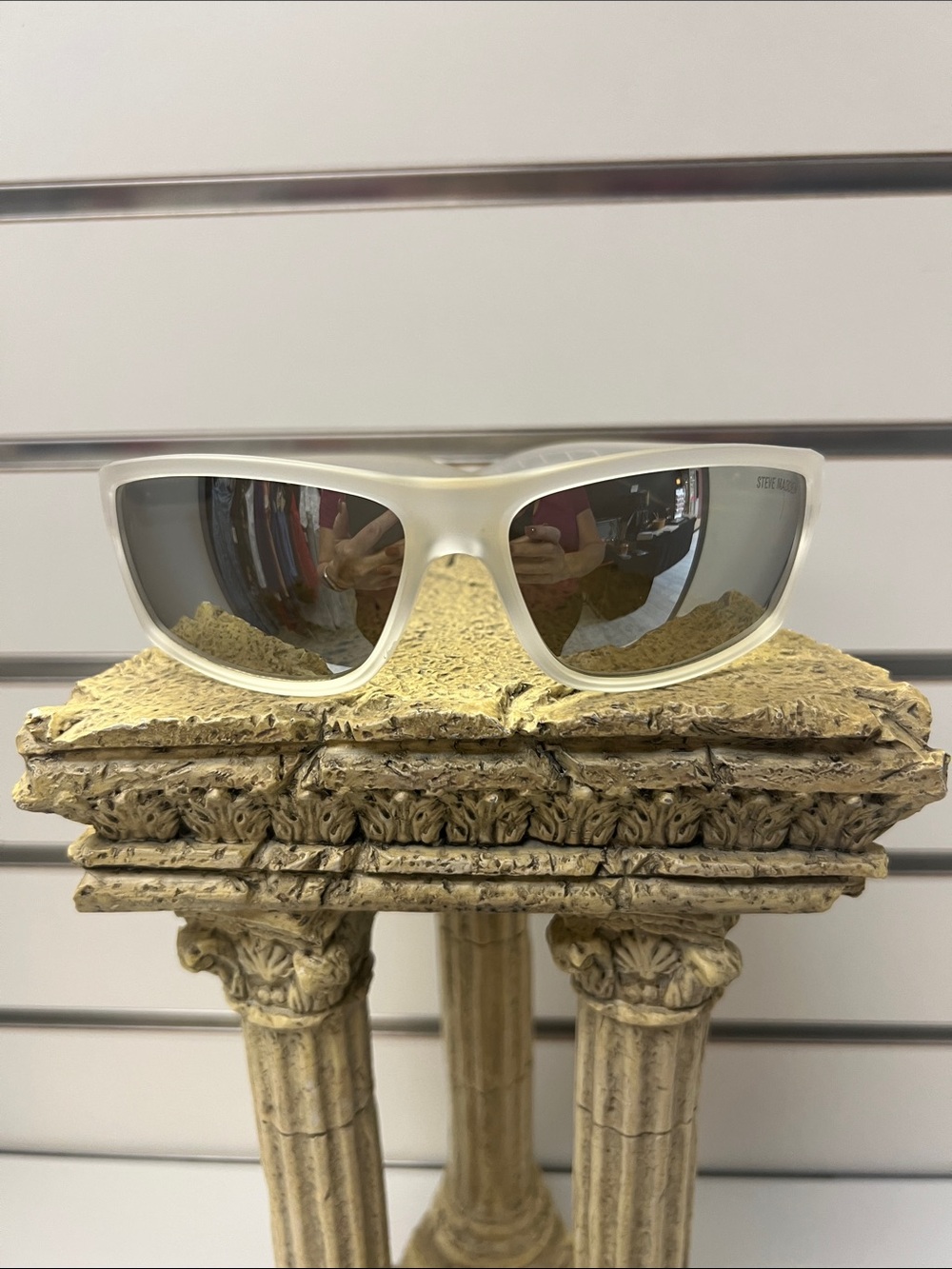Steve Madden White Mirrored Wrap Sunglasses